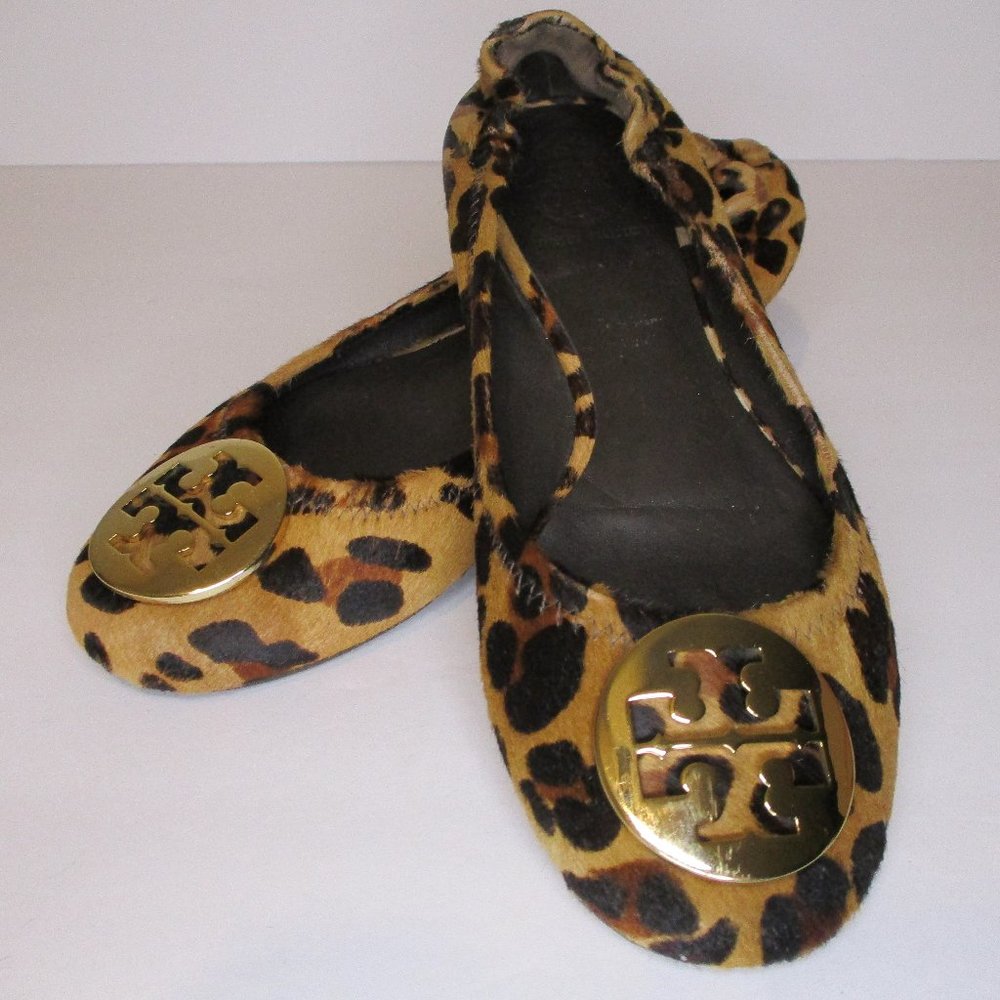 Tory Burch Calf Hair Leopard Print Reva Flat